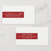 Minimalistisch / Bar Akzent (rot) Visitenkarte (Vorne/Hinten)