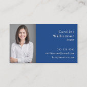 Minimalistisch Basic Cobalt Blue Beruflich Foto QR Visitenkarte (Vorderseite)