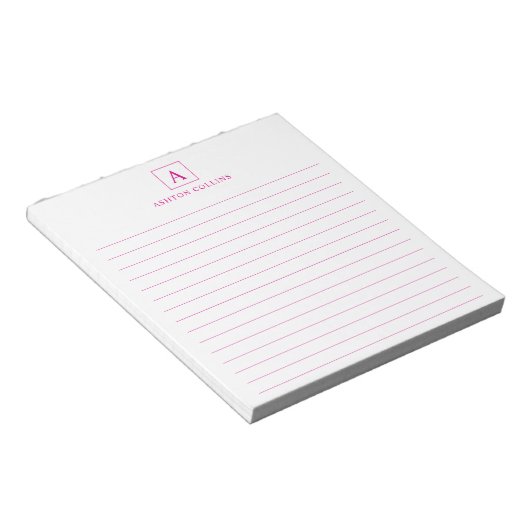 Minimalistisch Basic Magenta Notepad Notizblock (angewinkelt)