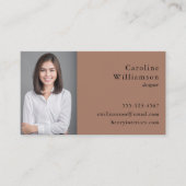 Minimalistisch Basic Mocha Brown Berufliches Foto Visitenkarte (Vorderseite)