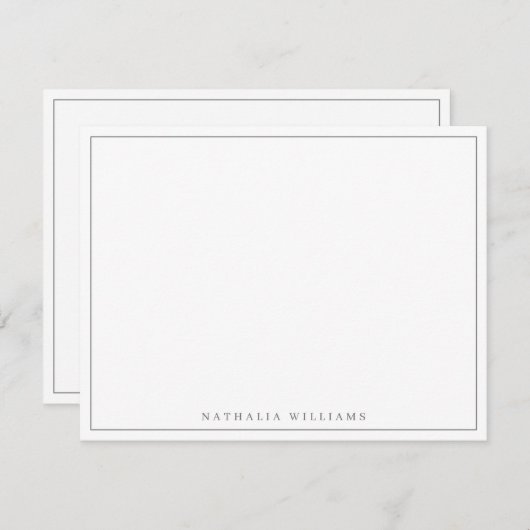 Minimalistisch Basic Personalisiert Gray Stationer Mitteilungskarte (Vorne/Hinten)