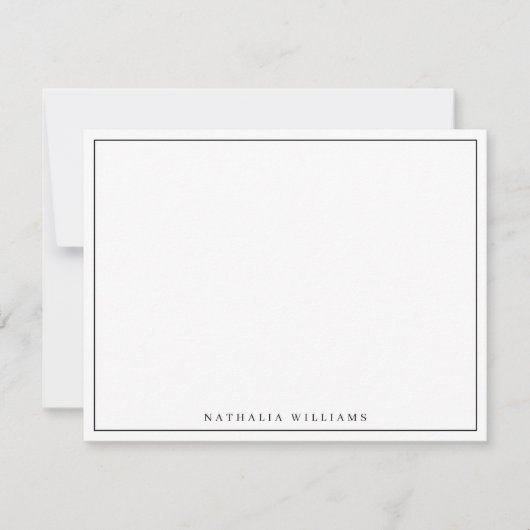 Minimalistisch Basic Personalize Black Stationery Mitteilungskarte (Vorderseite)