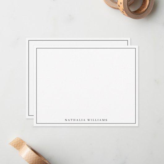 Minimalistisch Basic Personalize Black Stationery Mitteilungskarte (Vorderseite/Rückseite Beispiel)