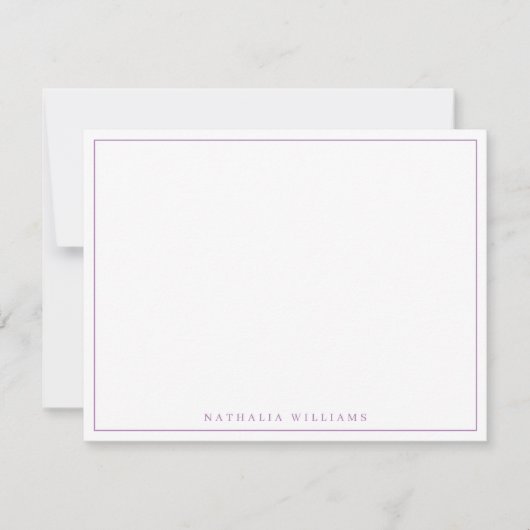 Minimalistisch Basic Personalize Lavender Statione Mitteilungskarte (Vorderseite)