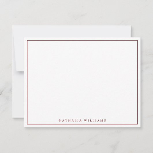 Minimalistisch Basic Personalize Maroon Stationery Mitteilungskarte (Vorderseite)