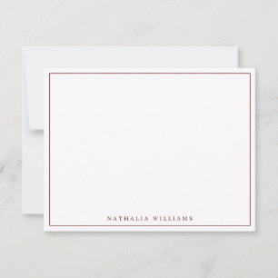 Minimalistisch Basic Personalize Maroon Stationery Mitteilungskarte
