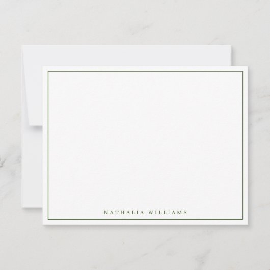 Minimalistisch Basic Personalize Moss Green Statio Mitteilungskarte (Vorderseite)