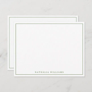 Minimalistisch Basic Personalize Moss Green Statio Mitteilungskarte