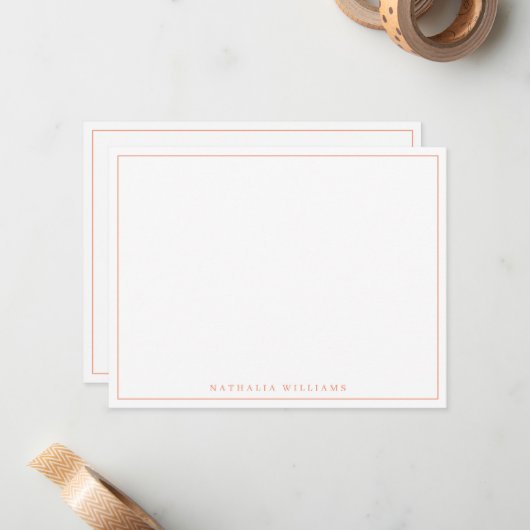 Minimalistisch Basic Personalize Orange Stationery Mitteilungskarte (Vorderseite/Rückseite Beispiel)
