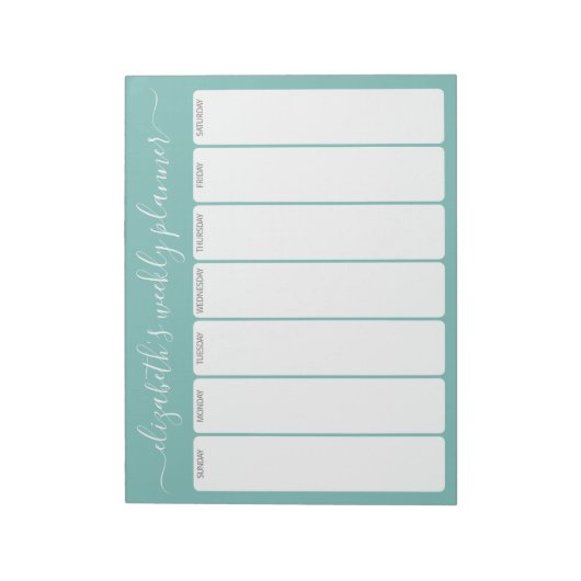 Minimalistisch Basic Weekly Planer Moderne Scripta Notizblock (Rotiert)