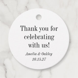 Minimalistisch Basic White Elegant Wedding Vielen  Geschenkanhänger