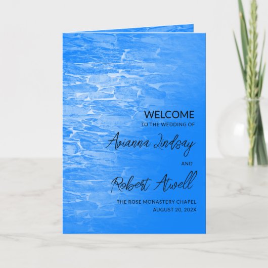 Minimalistisch Beach Azsure Blue Wedlet Booklet Programm (Vorderseite)