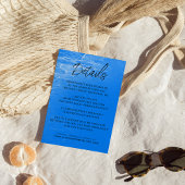 Minimalistisch Beach Azure Blue Wedding Details Begleitkarte