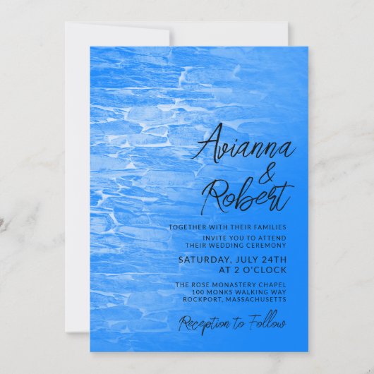 Minimalistisch Beach Azure Blue Wedding Einladung (Vorderseite)