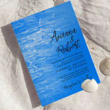 Minimalistisch Beach Azure Blue Wedding Einladung