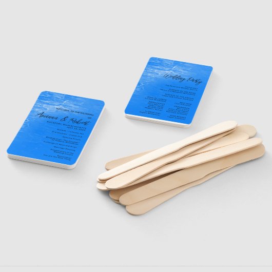 Minimalistisch Beach Azure Blue Wedding Program Fächer (Non-assembled)
