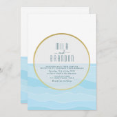 Minimalistisch Beach Hochzeit in Urlaubsort Einladung (Vorne/Hinten)