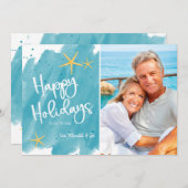 Minimalistisch Beach Watercolor Happy Holidays Car (Vorne/Hinten)