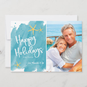 Minimalistisch Beach Watercolor Happy Holidays Car