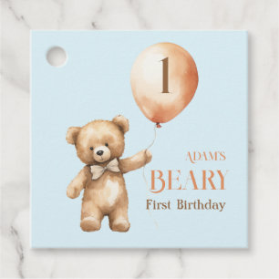 Minimalistisch Bear Blue Boy Beary 1. Geburtstag Geschenkanhänger