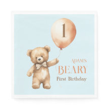 Minimalistisch Bear Blue Boy Beary 1. Geburtstag