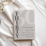 Minimalistisch Beige 30. Geburtstagsfeier Party Ei Einladung<br><div class="desc">Diese minimalistische Typografie aus dem 30. Jubiläum-Party Einladung ist perfekt für eine moderne Geburtstagsparty. Anpassbar in jeder Farbe. Behalt das Design minimal und elegant, wie es ist, oder personalisiere es durch Hinzufügen von eigenen Grafiken und Kunstwerken. Für eine erweiterte Anpassung dieses Designs, z.B. das Ändern des Layouts, des Schriftartes oder...</div>