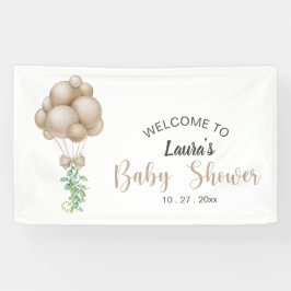 Minimalistisch Beige Balloons Boho Babydusche Banner