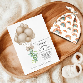 Minimalistisch Beige Balloons Boho Babydusche Einladung