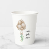 Minimalistisch Beige Balloons Boho Babydusche Pappbecher (Rückseite)