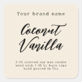 Minimalistisch-beige-Etikett für einfache Verpacku Quadratischer Aufkleber (Vorderseite)