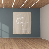 Minimalistisch Beige Hello Baby Moderne Babydusche Wandteppich