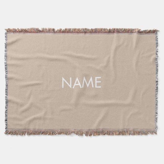 Minimalistisch-beige-individuelle Name-Monogramm Decke (Vorderseite)
