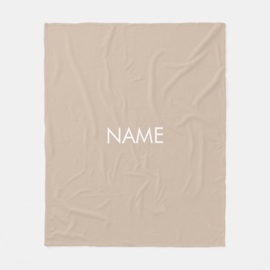 Minimalistisch-beige-individuelle Name-Monogramm Fleecedecke (Vorderseite)