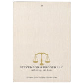 Minimalistisch, beige Leinen mit goldener Skala Klemmbrett (Rückseite)