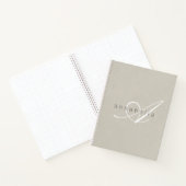 Minimalistisch Beige Linen Monogram Script Notizblock (Innenseite)