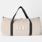 Minimalistisch Beige Modern Initial Monogram Duffle Bag (Vorderseite)
