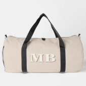 Minimalistisch Beige Modern Initial Monogram Duffle Bag (Rückseite)