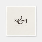 Minimalistisch Beige Mongram Wedding Day Serviette (Vorderseite)