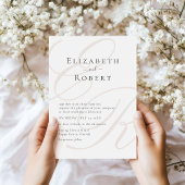 Minimalistisch Beige Monogram Couple Foto Wedding Einladung