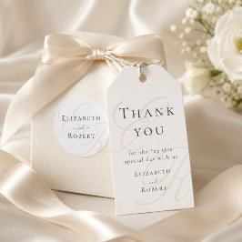 Minimalistisch Beige Monogram Wedding Danke Geschenkanhänger