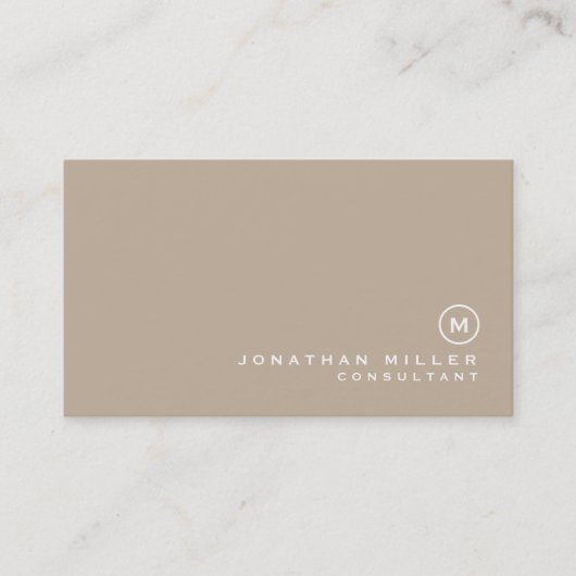 Minimalistisch-Beige-Monogramm Visitenkarte (Vorderseite)