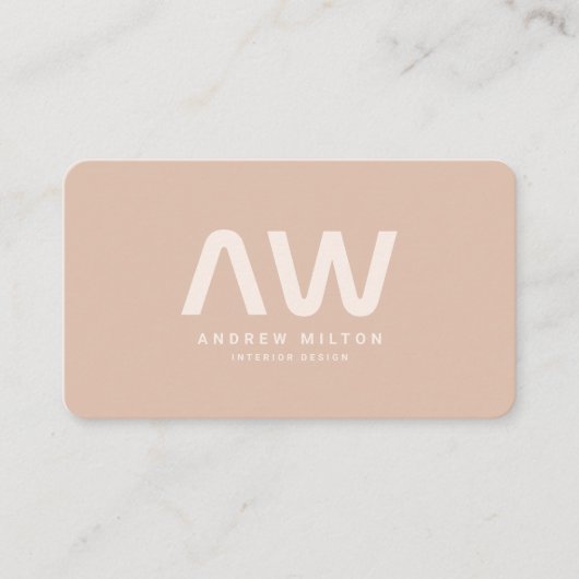 Minimalistisch-Beige-Monogramm Visitenkarte (Vorderseite)