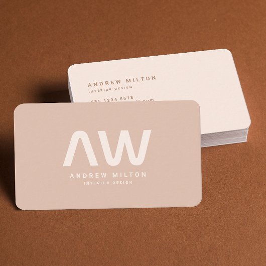 Minimalistisch-Beige-Monogramm Visitenkarte