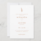Minimalistisch Beige Palm Leaf Wedding Einladung (Vorderseite)
