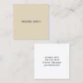 Minimalistisch / Beige Quadratische Visitenkarte (Vorne/Hinten)