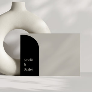 Minimalistisch Beige Schwarz Elegante Arch Moderne Dankeskarte
