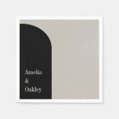 Minimalistisch Beige Schwarz Elegante Arch Moderne Serviette (Vorderseite)