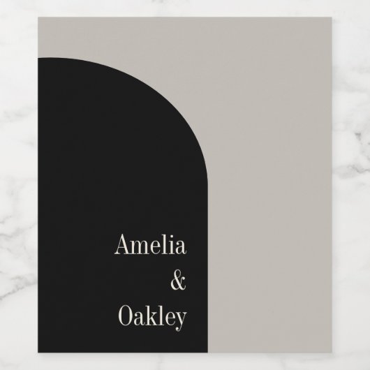 Minimalistisch Beige Schwarz Elegante Arch Moderne Weinetikett (Einzelnes Label)