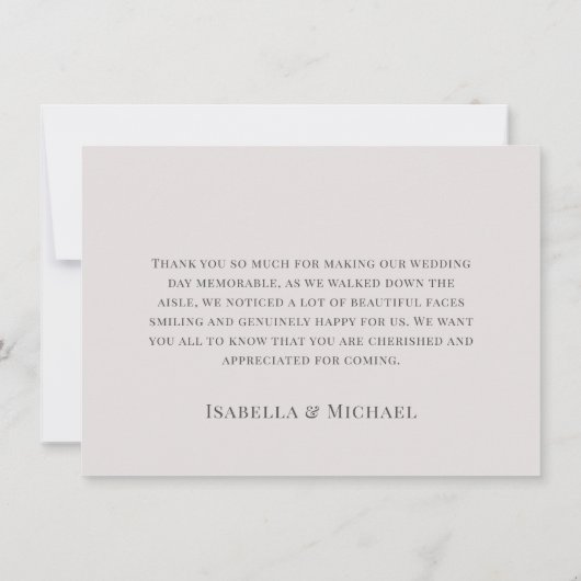 Minimalistisch Beige | Script Wedding Dankeschön K (Rückseite)