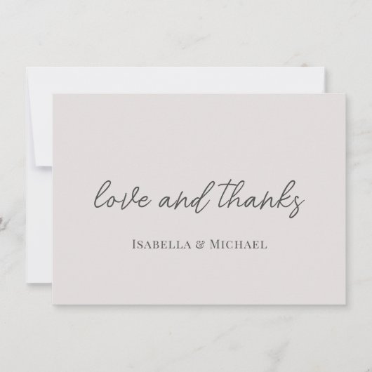 Minimalistisch Beige | Script Wedding Dankeschön K (Vorderseite)
